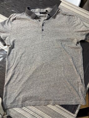 Marc Anthony Grey Heather Polo with Dark Contrast Collar